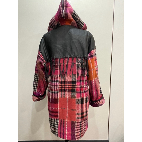 Hilary Radley Vintage Colorful Patchwork Plaid Long Jacket Coat Fairy Grunge S - Picture 7 of 15